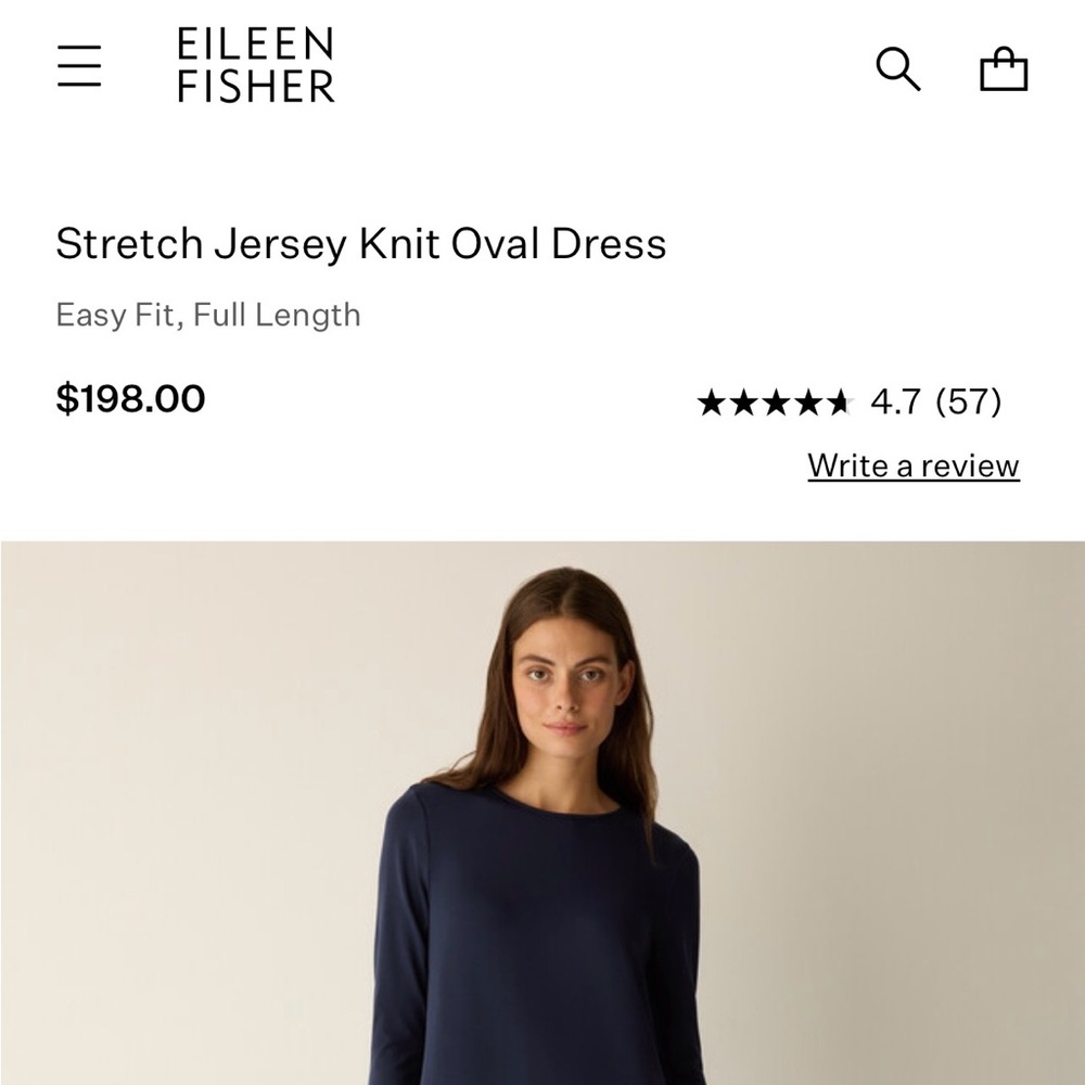 Eileen Fisher Stretch Jersey Knit Oval Blue Dress
